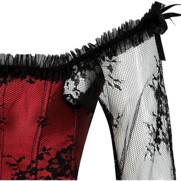 NWT Beautiful Red & Black Halloween Costume Corset Steampunk Gothic Salo… - Picture 9 of 16